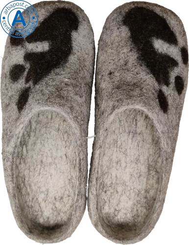 Altyn Adam slippers made of wool, round end, grey with dot pattern photo 3