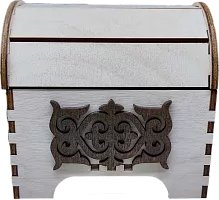 Altyn Adam storage box made of wood, rectangular, white with brown wood pattern