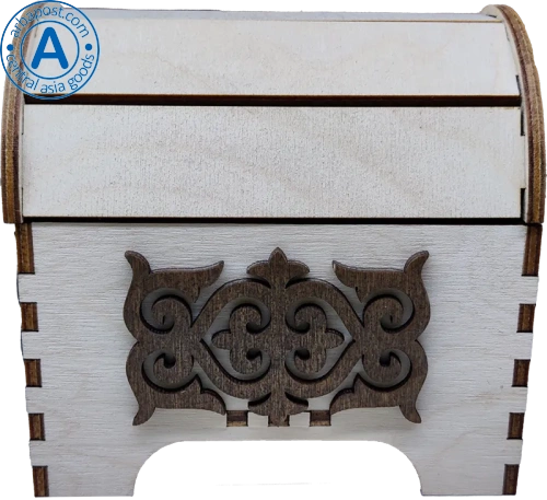 Altyn Adam storage box made of wood, rectangular, white with brown wood pattern