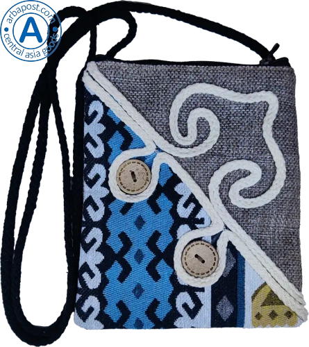 Altyn Adam bag made of fabric, blue-grey with two buttons