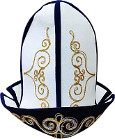 Altyn Adam cap made of felt, long with pattern, dark blue
