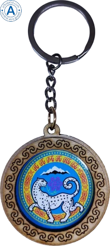Altyn Adam keychain, round, snow leopard