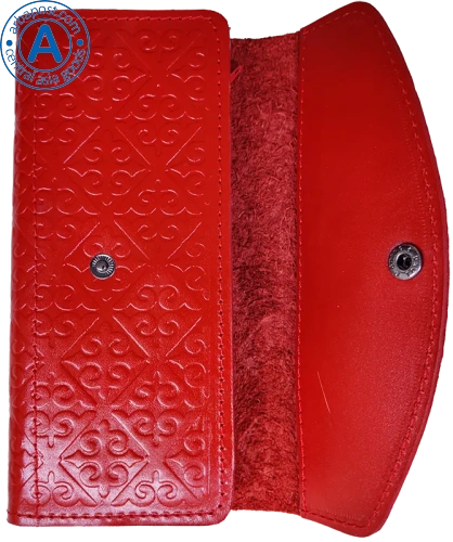 Ornek wallet made of leather, red, clasp inside photo 2