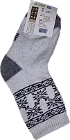 Todsocks kid socks made of wool, white-grey with snowflake pattern