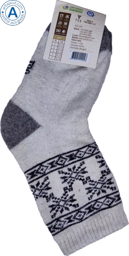 Todsocks kid socks made of wool, white-grey with snowflake pattern Todsocks kid socks made of wool, white-grey with snowflake pattern