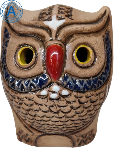 Altyn Adam whistle made of clay, owl