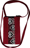 Altyn Adam bag made of fabric, red with white-red kyrykmuyiz pattern