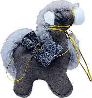 Zhibek Zholy donkey made of felt, brown with black bag