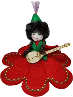 Altyn Adam doll, girl with dombra, red