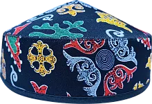 Altyn Adam cap made of cotton, short, black with yellow-red-green pattern