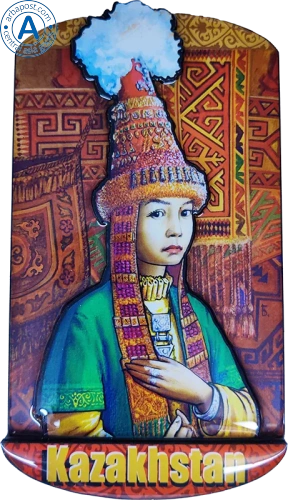 Altyn Adam magnet, Kazakhstan culture, girl in national clothes
