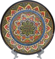 Altyn Adam plate made of ceramic, round, green-red-blue