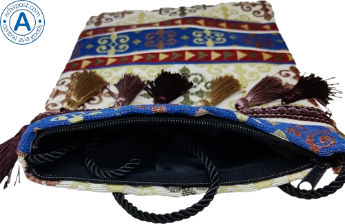 Altyn Adam bag made of fabric, blue-white with a pattern photo 3