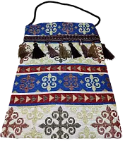 Altyn Adam bag made of fabric, blue-white with a pattern