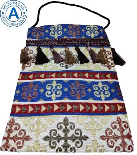 Altyn Adam bag made of fabric, blue-white with a pattern