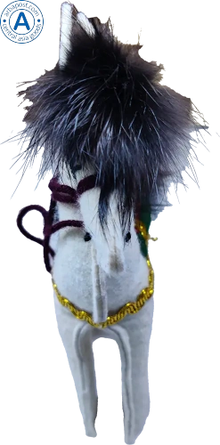 Zhibek Zholy horse made of felt, white with green saddle photo 3