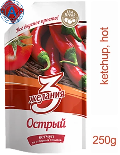 3 zhelaniya tomato ketchup, hot, 250 g