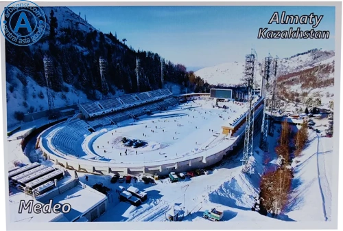 Altyn Adam postcard, Almaty, Medeo