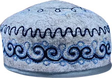 Altyn Adam cap made of felt, short, grey with blue-black pattern
