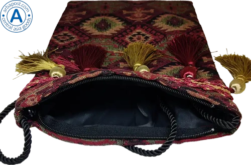 Altyn Adam bag made of fabric, dark-red with a pattern photo 3