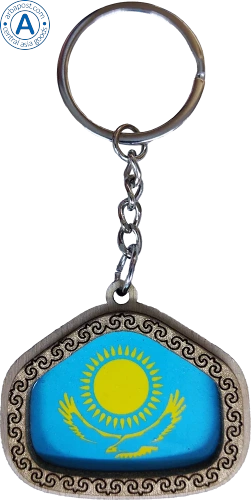 Altyn Adam keychain, trapezoid, Kazakhstan map