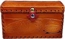 Altyn Adam storage box made of leather, rectangular, brown, large