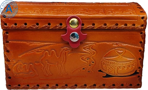 Altyn Adam storage box made of leather, rectangular, brown, large