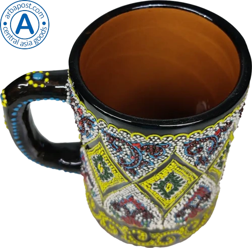 Altyn Adam mug made of ceramic, yellow-black-red photo 2