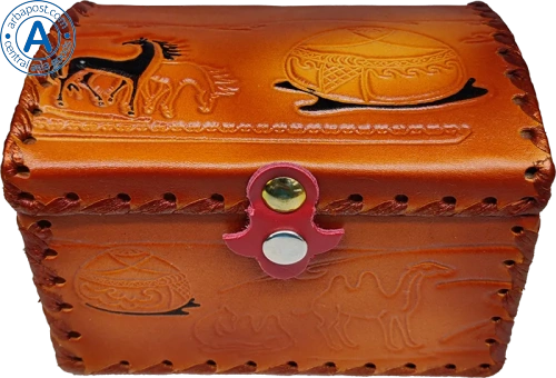 Altyn Adam storage box made of leather, rectangular, brown, middle photo 2