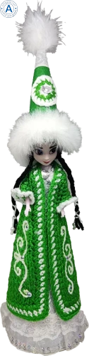 Altyn Adam doll, girl in saukele, green