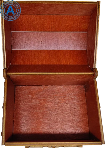 Altyn Adam storage box made of wood, rectangular, red with white wood pattern photo 3