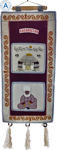 Altyn Adam picture made of felt, double, yurt-woman