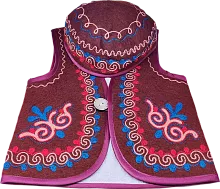 Altyn Adam children's vest and cap made of felt, violet