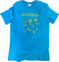 Altyn Adam t-shirt, Kazakhstan, blue with yellow pattern