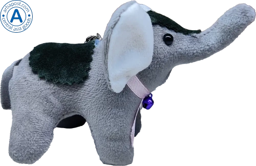Zhibek Zholy elephant made of velveteen, grey-green photo 2