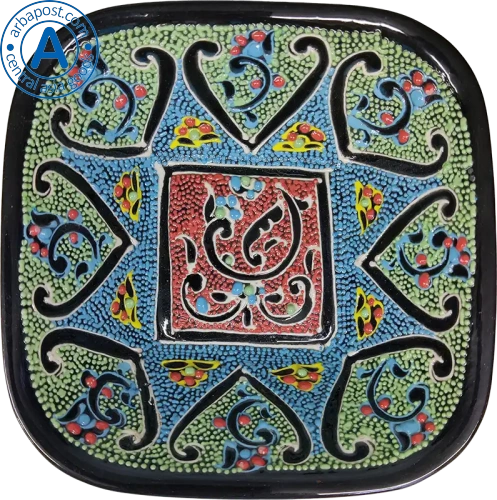 Altyn Adam plate made of ceramic, square, blue-green