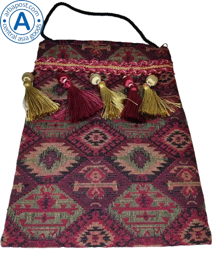 Altyn Adam bag made of fabric, dark-red with a pattern