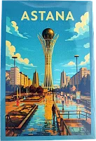 Zhanyl postcard, Astana, Baiterek, blue