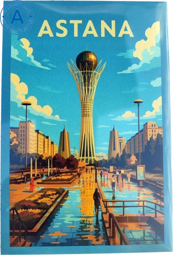 Zhanyl postcard, Astana, Baiterek, blue