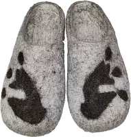 Altyn Adam slippers made of wool, round end, grey with dot pattern