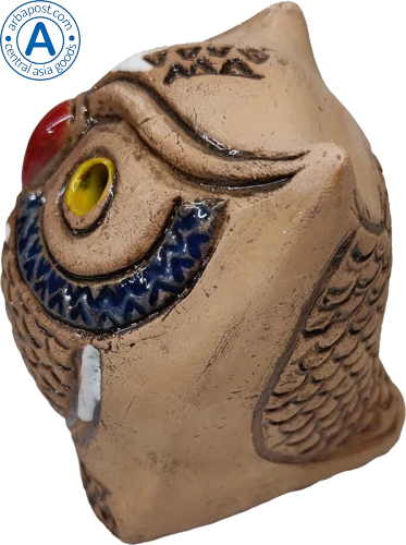 Altyn Adam whistle made of clay, owl photo 3