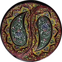 Altyn Adam plate made of ceramic, round, red-green