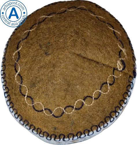 Altyn Adam cap made of felt, short, brown top-white bottom with dark pattern photo 3