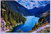 Altyn Adam postcard, Kazakhstan nature, Kolsai Lake