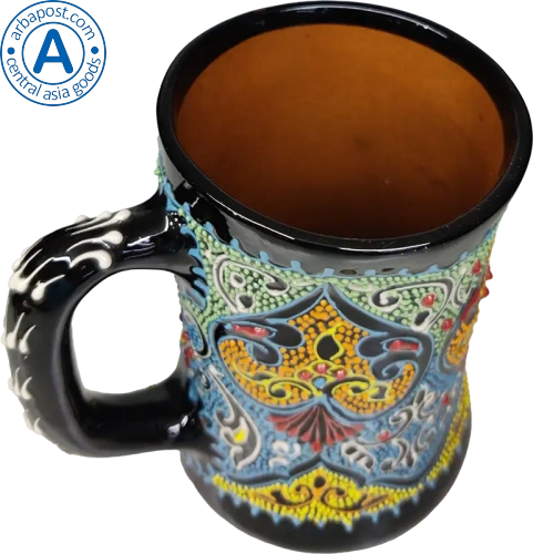 Altyn Adam mug made of ceramic, black-blue-yellow photo 2