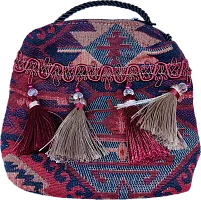 Altyn Adam bag made of fabric with pendants and brown-red pattern