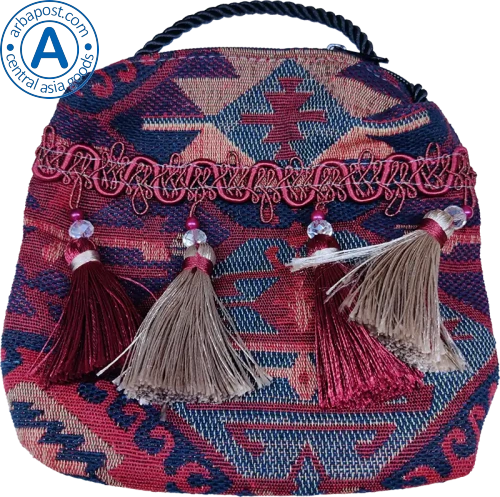 Altyn Adam bag made of fabric with pendants and brown-red pattern