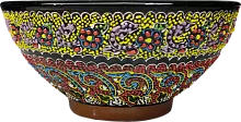 Altyn Adam bowl made of ceramic, round, violet-black-red