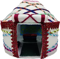 Altyn Adam yurt made of felt with red threads