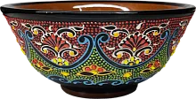 Altyn Adam bowl made of ceramic, round, red-blue-green